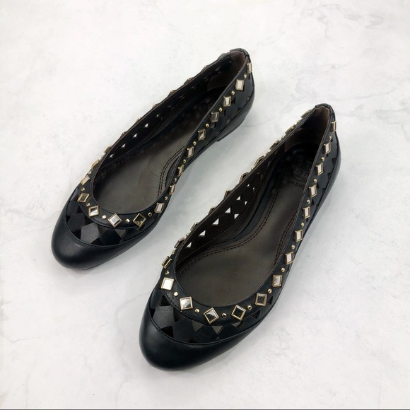 [Tory Burch] Navy Kingsbridge Stud Flats - Picture 2 of 6